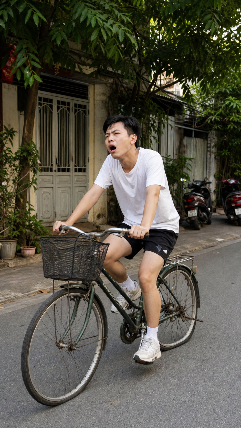 Người đi xe đạp kiểm tra nguyên nhân khiến xe đạp nhanh mệt